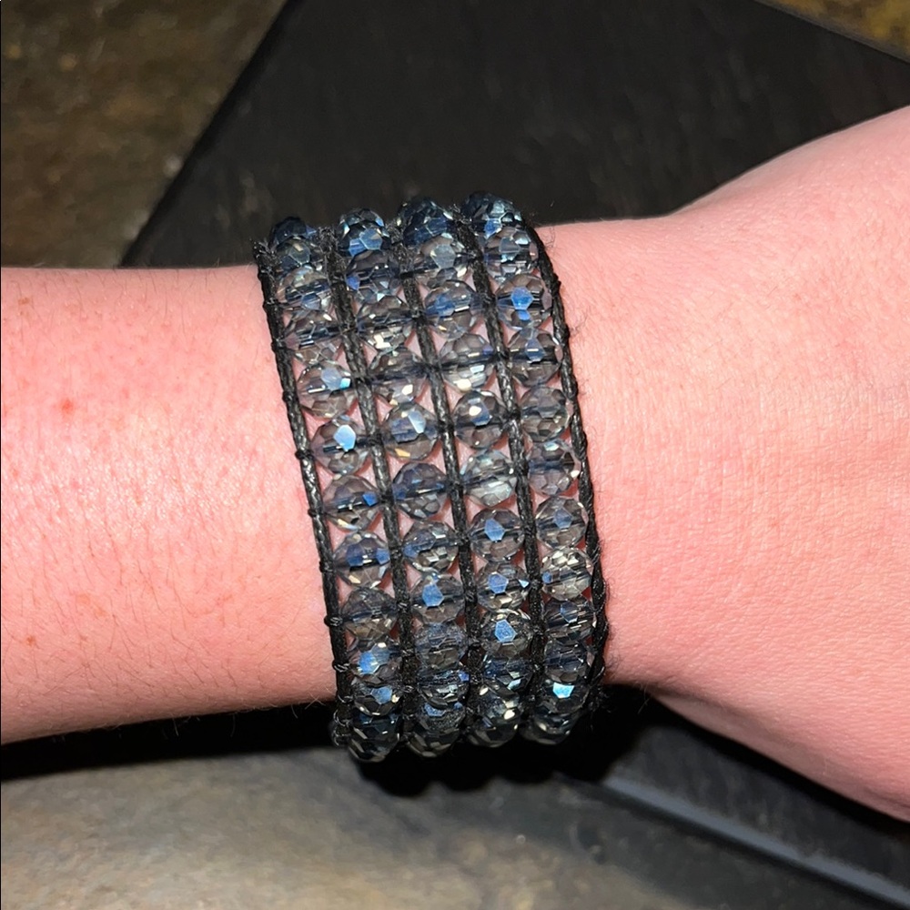 Black and Blue Crystal Cuff Bracelet